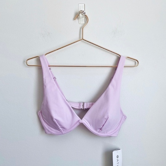 ATHLETA NWT Bra Cup Plunge Bikini Top Violet Mist - Picture 2 of 8